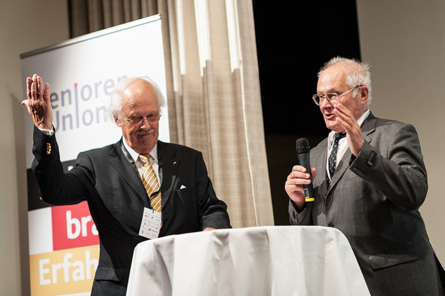 Eröffnung des Sachsen-Anhalt-Abends Prof. Dr. Otto Wulff und Prof. Dr. Wolfgang Merbach (v.l.n.r.)