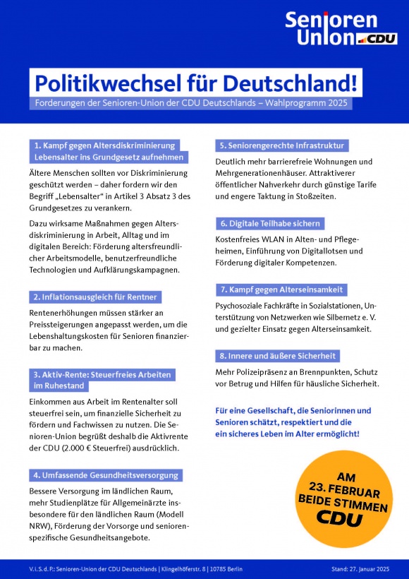 SU Flugblatt Politikwechsel für Deutschland 2025